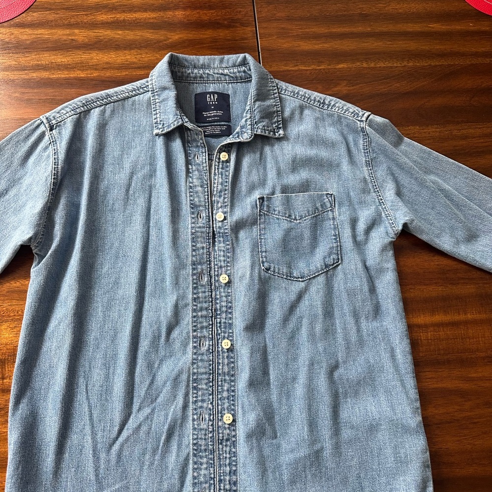 GAP Kids Oversized Blue Denim Shirt Size 10